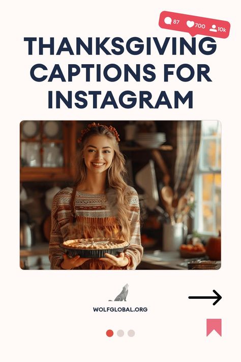 Promotional image featuring a smiling woman holding a pie with Thanksgiving Instagram captions.
Illustration of a checklist with humorous Thanksgiving-themed statements and a "Get 100+ more" button.
Promotional image featuring a woman with a laptop, inviting users to an Instagram engagement pod. Thanksgiving Captions For Instagram, Caption For Yourself, Thanksgiving Instagram Captions, Thanksgiving Captions, Thanksgiving Instagram, Thanksgiving Post, Feast Mode, Clever Captions, First Thanksgiving