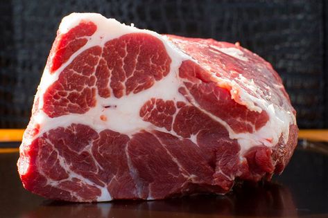 The marbled meat of a Mangalitsa pig. (Photo courtesy Møsefund Farm/Sung Anderson) Mangalitsa Pigs, Mangalitsa Pig, Culinary Photography, Pig Photo, Marbled Meat, Pig Meat, Small Holding, Steak In Oven, Kobe Beef