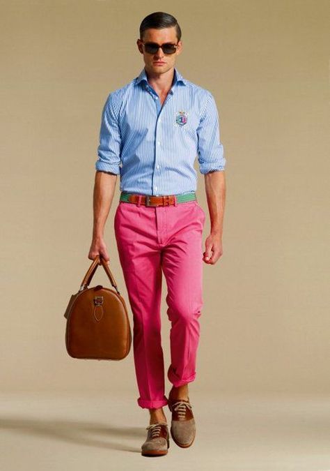 Mens Colored Pants, Preppy Outfits Men, Pastel Shirt, Mens Fashion Suits Casual, Pink Chinos, Mens Fashion Smart, Mens Fashion Photography, Fashion Friday, Mens Designer Fashion