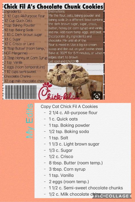 Chic Fil A Cookie Recipe, Chik Fil A Cookie Recipe, Chick Fil A Brownie Recipe, Chickfila Cookie Recipe, Chick Fil A Chocolate Chip Cookie Recipe, Copycat Chick Fil A Cookies, Chick Fil A Cake, Chick Fil A Cookie Recipe, Chick Fil A Cookies