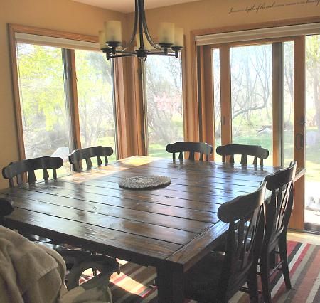 DIY Square Dining table....Diningroom! Perfection!..Being married to a carpenter = happiness! Square Farmhouse Table, Dining Room Table And Chairs, Diy Esstisch, Rustic Dining Room Table, Diy Dining Table, Diy Farmhouse Table, Diy Dining, Square Dining Table, Rustic Dining Room