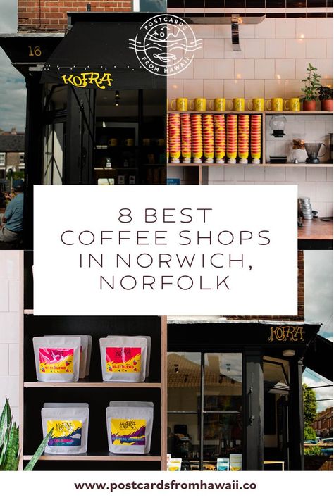 8 of the best independent coffee shops in Norwich, Norfolk. Norwich is a medieval city on the North Norfolk coast in England. Norwich has some of the best independently owned coffee shops in England. Locally roasted coffee beans imported from Guatemala, Brazil, Columbia and Ethiopia. Fairtrade coffee and responsibly sourced from around the world and served in coffee shops in Norwich, Norfolk in England. Best coffee beans available to by in store from these Norwich local coffee shops. #norwich North Norfolk, Pretty Coffee, Vegan Cafe, Medieval City, Fair Trade Coffee, Norfolk Coast, Norwich Norfolk, Creative Tutorials, Instagram Guide