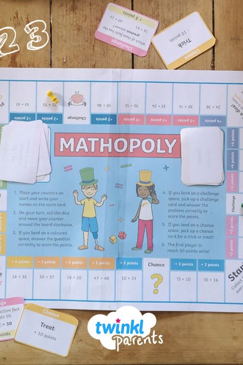 Math Game Board, Mathopoly Board Game, Diy Math Board Games, Math Board Games Diy Project, Board Game Ideas For School Project, Fun Math Projects, Games For Grade 1, Printable Board Game, Math Fact Games