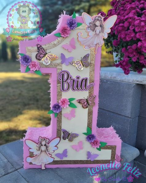 Fairy Theme Pinata, Number One Pinata, Fairies And Butterflies, Fairy Theme Birthday Party, Butterflies Theme, Mosaic Numbers, Princess Jasmine Birthday Party, Princess Jasmine Birthday, Birthday Pinata