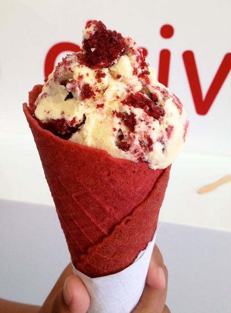 Red Velvet Ice Cream from Sprinkles Ice Cream in Los Angeles, CA. Red Velvet Cake Ice Cream, Red Velvet Ice, Velvet Desserts, Sprinkles Ice Cream, Red Velvet Desserts, Red Velvet Ice Cream, Ice Cream Poster, Pretty Desserts, Velvet Aesthetic