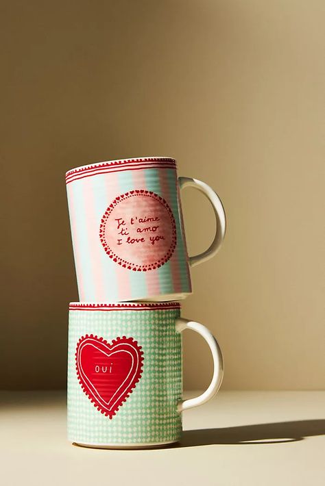 Anthropologie Mugs, Valentine Mug, Diy Pottery Painting, Box Creative, Pottery Painting Designs, Valentines Mugs, Pastel Palette, Cute Coffee Mugs, Diy Pottery