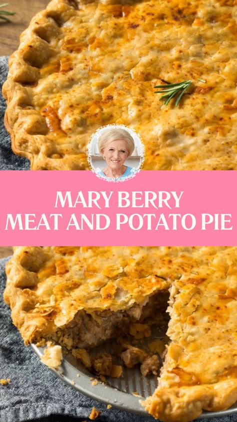 Mary Berry Meat And Potato Pie Recipe Meat And Potato Pie Recipe, British Meat Pie Recipe, British Recipes Traditional, Mary Berry Mince Pies, British Meat Pies, Marry Berry Recipes, Meat And Potato Pie, Mary Berry Recipes Baking, Beef Pie Recipe