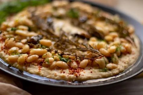 White Bean Mash with Garlic Aioli – the chef mimi blog Bean Mash, Ottolenghi Recipes, Roasted Cherry, Garlic Aioli, Roasted Cherry Tomatoes, How To Cook Beans, Cannellini Beans, White Bean, Cooked Vegetables