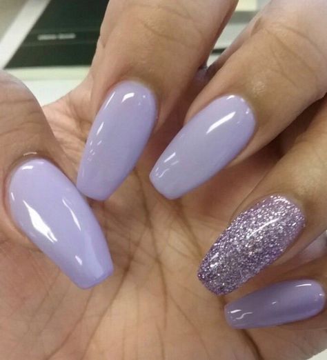 Light purple with one glitter nails coffin shaped nails One Glitter Nails, Nails Pretty, Coffin Shape Nails, Ideas Nails, Trendy Nail Design, Acrylic Nail Art, Coffin Nails Designs, Types Of Nails, Nail Shapes