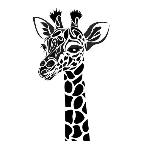 A cute tattoo design of a giraffe face for women. Color: Black. Tags: Cute, Nice Giraffe Drawing, Animal Stencil, Giraffe Art, Stencil Patterns, Silhouette Cameo Projects, Stencil Art, Silhouette Art, Kirigami, Silhouette Projects