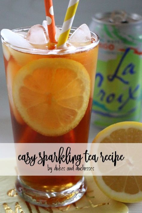 Easy Sparkling Tea Recipe Sparkling Iced Tea, Fancy Iced Tea, Sparkling Tea Recipes, Elegant Drinks, Sparkling Tea, Sweet Tea Recipes, Iced Tea Recipe, Iced Tea Maker, Perfect Summer Drink