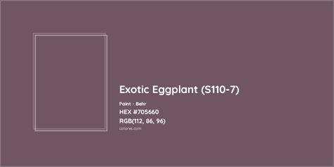 HEX #705660 Exotic Eggplant (S110-7) Paint Behr - Color Code Munsell Color System, Analogous Color Scheme, Paint Color Codes, Rgb Color Codes, Behr Colors, Hexadecimal Color, Choosing Paint Colours, Rgb Color Wheel, Opposite Colors