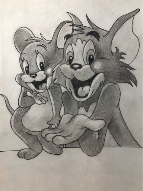 Tom And Jerry Pencil Drawing, Tom And Jerry Drawing, Cartoons Drawing, Dibujos Toy Story, Canvas Art Painting Acrylic, Abstract Pencil Drawings, A Cartoon Character, Kitten Drawing, Disney Drawings Sketches