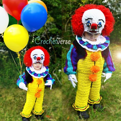 Pennywise Crochet Costume! - Crochetverse Onesie Pattern, Crochet Costumes, Pattern Library, Coach Outlet, Blank Canvas, Ravelry, Old School, Free Pattern, Onesies