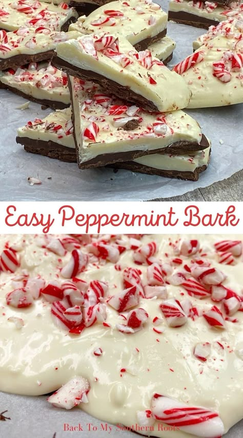 Peppermint bark is a sweet and delicious treat for the holidays. It's super easy to make and is a great gift for friends, family, and co-workers. Almond Bark Peppermint Bark, Peppermint Almond Bark, Christmas Bark Recipes Easy, Christmas Candy Bark, Easy Peppermint Bark Recipe, Easy Peppermint Bark, Christmas Peppermint Bark, Bark Recipes Easy, Christmas Cookie Designs