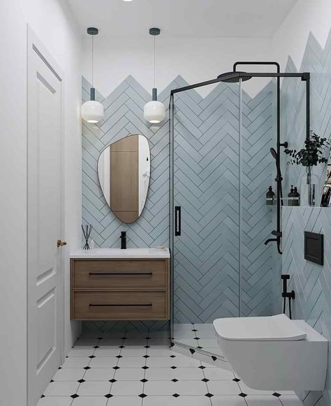 Calm Bathroom, Minimal Bathroom Design, Bathroom Wallpaper Ideas, Small Bathroom Inspiration, Bathroom Furniture Modern, Bathroom Design Black, Bathroom Design Layout, Washroom Design, Small Bathroom Makeover