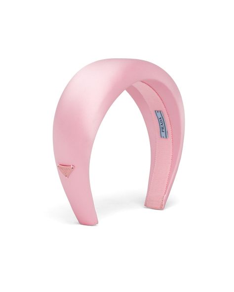 This wide satin headband has a wraparound design that gives a refined touch to the look. Pink Head Band, 2000s Accessories, Prada Pink, Pink Head, Headband Women, Satin Headband, Padded Headband, Metal Hair Clips, Head Accessories