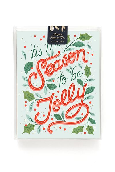 This lovely hand-lettered and illustrated cards features a classic phrase, sure to bring to mind a festive tune. Perfect for someone who loves the nostalgic traditions of the Holidays. Blank inside for your sentiments. This card is proudly printed in the USA on 110lb, 100% recycled paper and has a gorgeous feel in-hand.A2 Card measures 4.25" x 5.5" closed. Comes with fitted, matching white envelope(s) for easy sending. Hello Holiday, Illustrated Cards, Tis The Season To Be Jolly, Jolly Holiday, Card Christmas, Card Illustration, Holiday Greetings, Christmas Carol, Hand Lettered