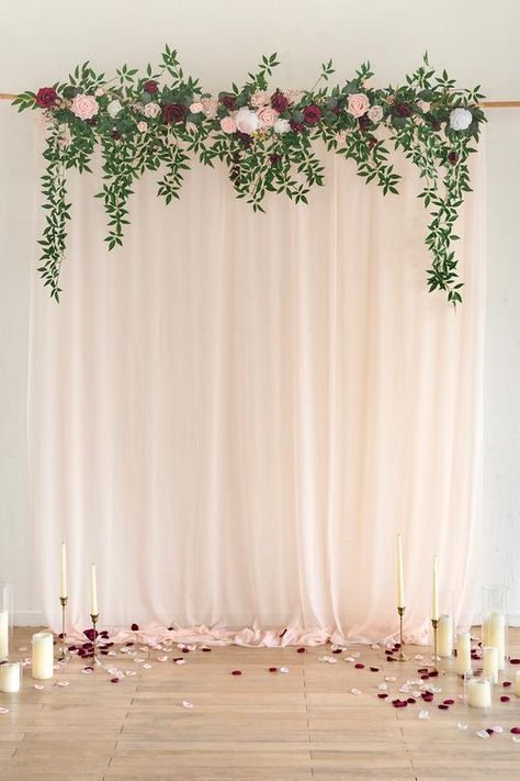 Rosa Banksiae, Sweetheart Table Backdrop, Hanging Rose, Leaves Decor, Small Weddings Ceremony, Handmade Bouquets, Arch Flowers, Wedding Ceremony Backdrop, Rose Leaves