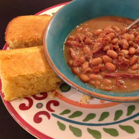 Southern Ham and Brown Beans Brown Beans And Ham, Brown Beans Recipe, Southern Ham, Cooking Ham In Crockpot, Brown Beans, Beans And Ham, Beans And Cornbread, Ham And Beans, Beans Recipe