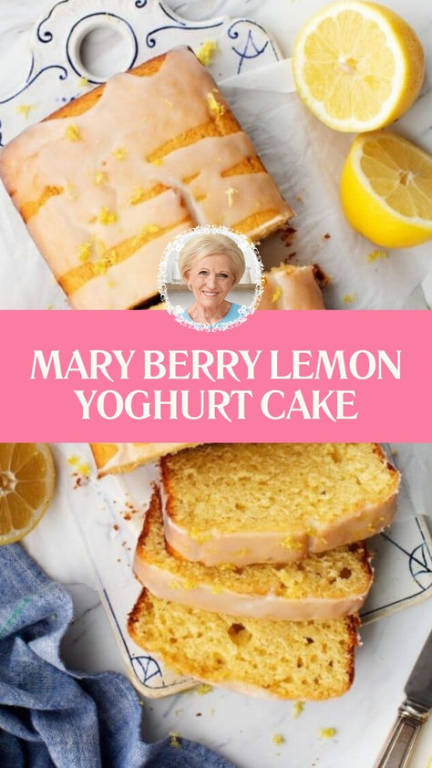 Mary Berry Lemon Yoghurt Cake Yoghurt Lemon Cake, Lemon Yoghurt Cake Recipe, Yogurt Lemon Cake, Berry Yogurt Cake, Yoghurt Cake Recipe, Cake With Greek Yogurt, Mary Berry Recipes Baking, Lemon Yogurt Cake Recipe, Almond Flour Baking