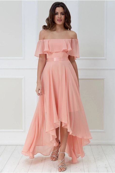 Peach Bridesmaid Dresses, High Low Prom Dresses, Affordable Bridesmaid Dresses, Peach Dress, Prom Dresses For Teens, Cute Prom Dresses, Pretty Prom Dresses, Date Night Dresses