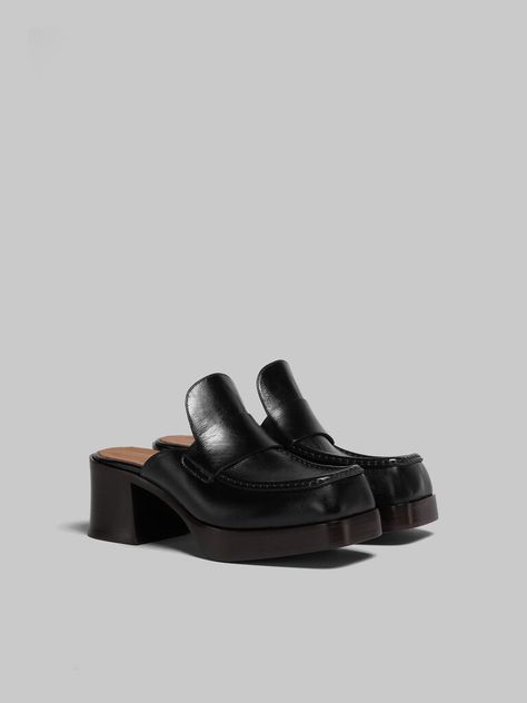 Shoes | Marni Marni Shoes, Italy Shoes, Block Heel Mule, Heeled Mule, Yellow Boots, Black Leather Heels, Pump Sandals, Chunky Heels, Shoe Collection