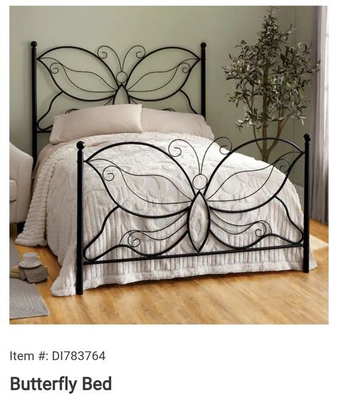 Butterfly Bed, Steel Bed Design, Wrought Iron Bed, Elegant Bed, Butterfly Bedding, Iron Bed Frame, Gothic Glam, Steel Bed, Elegant Bedding