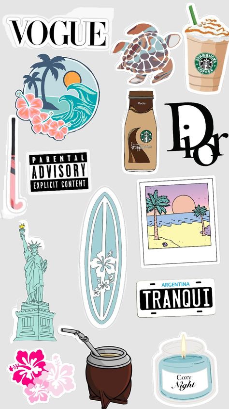 planilla de stickers🏄‍♀️ #argentina #new York # summer Stickers Argentina, Tod Bag, Summer Shuffles, Funny Laptop Stickers, Diy Phone Case Design, New York Summer, Preppy Stickers, Tumblr Stickers, Scrapbook Stickers Printable