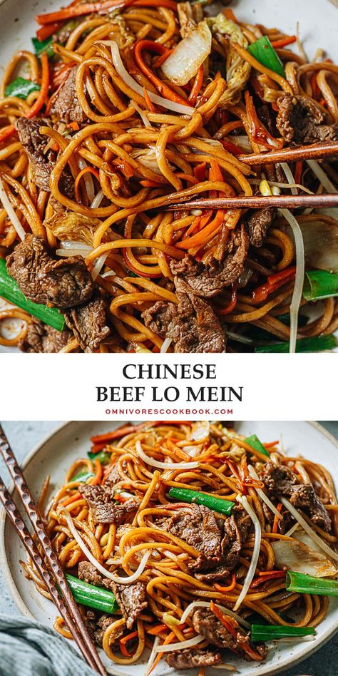 Tender slices of beef mingling with thick lo mein noodles, vegetables, and a savory sauce are perfect for tonight’s dinner in this beef lo mein. And it takes less time than takeout to put on your table! Beef Lo Mein Recipe, Beef Lo Mein, Thick Noodles, Noodles Vegetables, Pasta Bread, Lo Mein Noodles, Cooking Chinese Food, Sandwich Lunch, Homemade Chinese Food