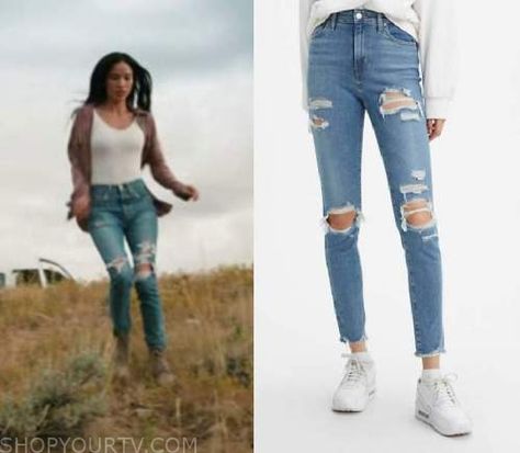 Yellowstone Clothes, Style, Outfits, Fashion, Looks | Shop Your TV Monica Yellowstone, Monica Dutton, Monica Outfits, Yellowstone Outfits, Ripped Knee Jeans, Worn On Tv, Clothes Style, Outfits Fashion, Looks Style