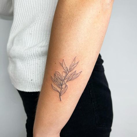 Olive Plant Tattoo, Small Olive Branch Tattoo, Fine Line Olive Branch Tattoo, Olive Tattoo Small, Olive Tree Tattoo, Olive Tree Tattoos, Sorry Mom Tattoo, Greece Tattoo, Olive Tattoo