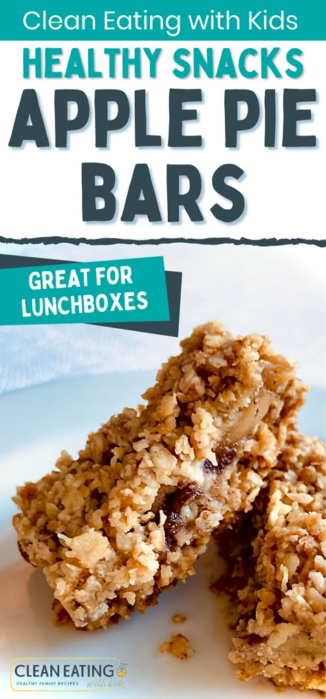 Healthy Apple Pie Bars, Healthy Ways To Use Apples, Baked Goods For School Lunches, Apple Breakfast Bars Healthy, Healthy Apple Bars Recipes, Clean Eating Apple Recipes, Healthy Apple Treats, Clean Eating Kids Lunch, Healthy Apple Recipes Clean Eating