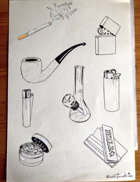 Clipper Lighter Drawing, Smoker Drawings, Zippo Drawing, Bic Tattoo, Bong Drawing, Zippo Tattoo, Lighter Drawing, Drawing Ideas For Boyfriend, Weeds Drawing Sketches