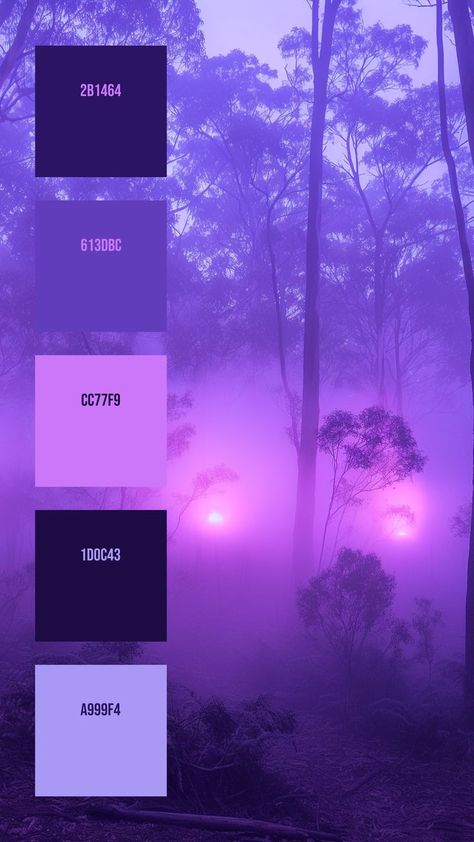 Colors: 2B1464 ° 613DBC ° CC77F9 ° 1D0C43 ° A999F4 Mysterious Color Palette, 4 Color Combos, Roxo Aesthetic, Purple Color Palette, Pantone Color Chart, Rgb Color Codes, Purple Palette, Colour Pallets, Color Pantone