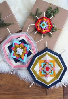 3d DIY God's Eyes String Project Mandala Weaving, Eye Project, Gods Eyes, God Eye, God's Eye Craft, God's Eyes, Kerajinan Diy, God's Eye, Leftover Yarn