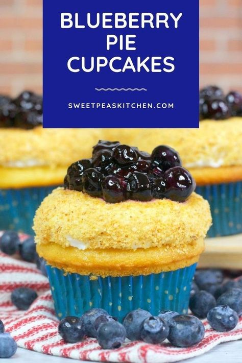 These southern-style Blueberry Pie Cupcakes are easy and tasty for any occasion. Everyone will love them! Blueberry Cupcakes Recipe, Blueberry Cream Pies, Easy Impressive Dessert, Blueberry Shortcake, Cake Mix Cupcakes, French Vanilla Cake, Blueberry Cupcakes, Pie Cupcakes, Canned Frosting