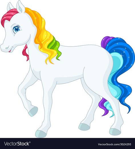 Rainbow horse Royalty Free Vector Image - VectorStock Princess Horse, Horse Vector, Mermaid Vector, Horse Clipart, Rainbow Horse, Jungle Decorations, Easter Bunny Colouring, Owl Vector, Shark Coloring Pages