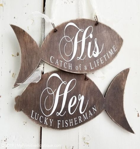 Rustic Beach Wedding Decor, Fishing Themed Wedding, Beach Wedding Signs, Wedding Decor Rustic, Rustic Beach Wedding, Beach Wedding Decor, Wedding Chair Signs, Fishing Wedding, Rustic Wedding Signs