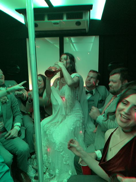 Wedding Party Bus, Vegas Aesthetic, Party Bus, Reception Party, Insta Inspo, Prom Party, Party Time, Got Married, Wedding Reception