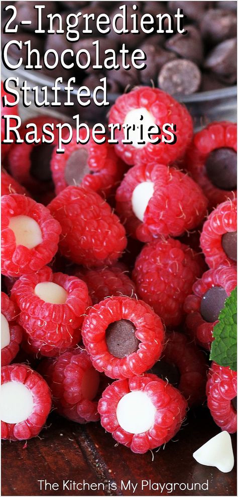 Pile of Chocolate Stuffed Raspberries with both white chocolate and semi-sweet chocolate Stuffed Raspberries, Cardiac Diet, Berry Recipes, Sweet Treats Desserts, Raspberry Recipes, Simple Dessert, Chocolate Dreams, Amazing Appetizers, Yummy Dessert