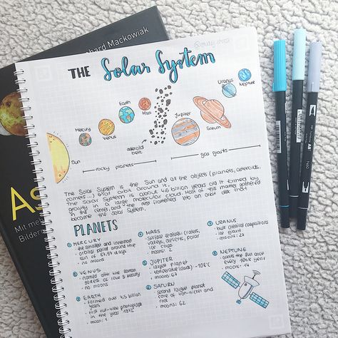 #study #studynotes Solar System Notes, Solar System Notes Aesthetic, Space Notes, Astronomy Notes, Spelling And Handwriting, Effective Study Tips, Medical School Inspiration, School Organization Notes, Apollo Missions