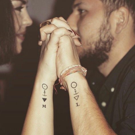 Couple Tat, Couple Tattoos Love, Partner Tattoos, Romantic Tattoo, Tattoos For Couples, Cute Couple Tattoos, Couple Matching Tattoo, Couples Tattoo, Tattoo Placements