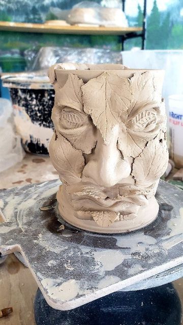 Hobble Creek Pottery on Instagram: "Green Man Mugs are coming! #celticpottery #ceramicsculpture #pottery #hobblecreekpottery #smallpotterybusiness" Mugs For Men, Green Man, Ceramic Sculpture, Green, Instagram