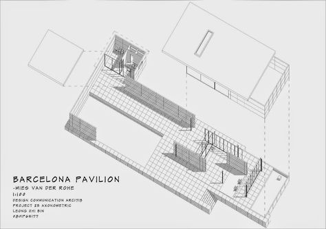 Barcelona Pavilion Plan, Mies Van Der Rohe Plan, Architecture Replica, Contemporary Architecture House, Architect Sketchbook, Barcelona Pavilion, Pavilion Plans, Architecture Panel, Portfolio Design Layout