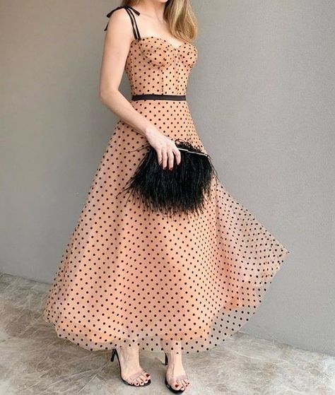 A Line Prom Dresses, Dress Prom, Dresses Evening, Evening Dresses Prom, Prom Gown, Looks Vintage, Polka Dot Dress, Fancy Dresses, Look Chic