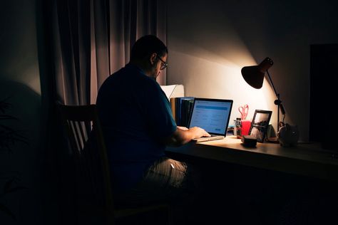 #blogengage Freelancing 101: Read This Before You Pursue the Path of Working from Home @BizPenguin Dark Home Office, Late Night Work, Reading Cartoon, Tired Man, Man Working, Sleeping Alone, Night Work, Father Images, Working Nights