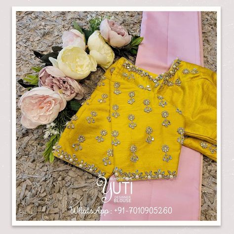 Pink Color Saree, Kalamkari Blouse Designs, Black Check Dress, Mustard Blouse, Stone Work Blouse, Kalamkari Blouse, Simple Embroidery Designs, Simple Blouse Designs, Hand Work Blouse