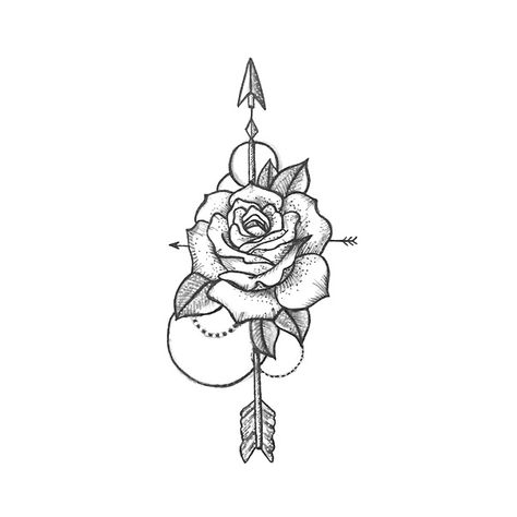 Knife And Rose Tattoo, Sagittarius Tattoo Designs, Arrow Tattoos For Women, Sagittarius Tattoo, Rose Tattoos For Women, Chic Tattoo, Western Tattoos, Chest Tattoos For Women, Back Of Shoulder Tattoo