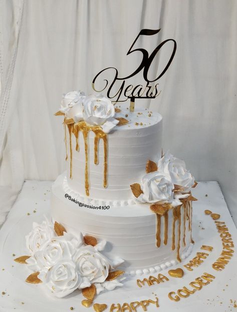 Latest Anniversary Cake Designs, Anniversary Cake Ideas, Golden Anniversary Cake, Golden Wedding Anniversary Cake, New Cake Design, 25 Anniversary Cake, Anniversary Cake Designs, 50th Wedding Anniversary Cakes, Double Layer Cake